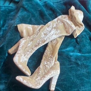 Velvet Over the Knee-High Boots